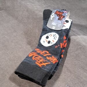 Bioworld Friday The 13th Black and Grey Horror Movie Themed Socks NWT 10-13